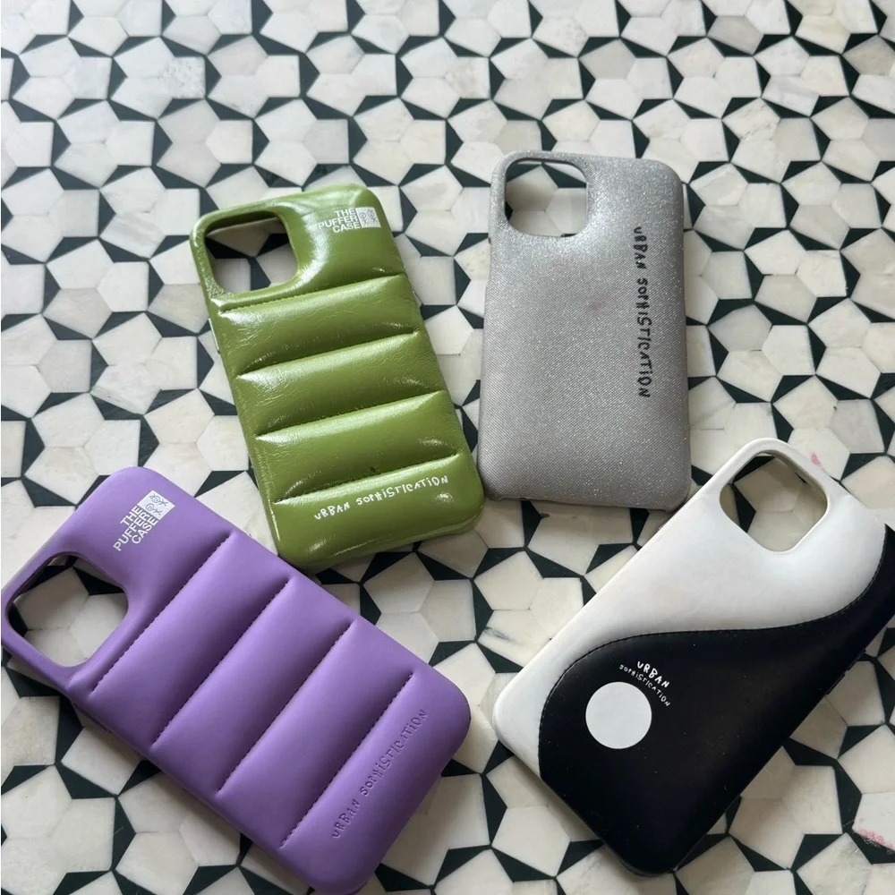💜💚▪️Urban Sophistication BUNDLE/SET OF 4 12pro-max phone cases puffer cases▪️💚💜